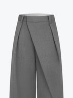 Asymmetric Pleated Wide-Leg Pants