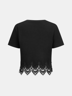 Lace Trim Short-Sleeve Crop Top