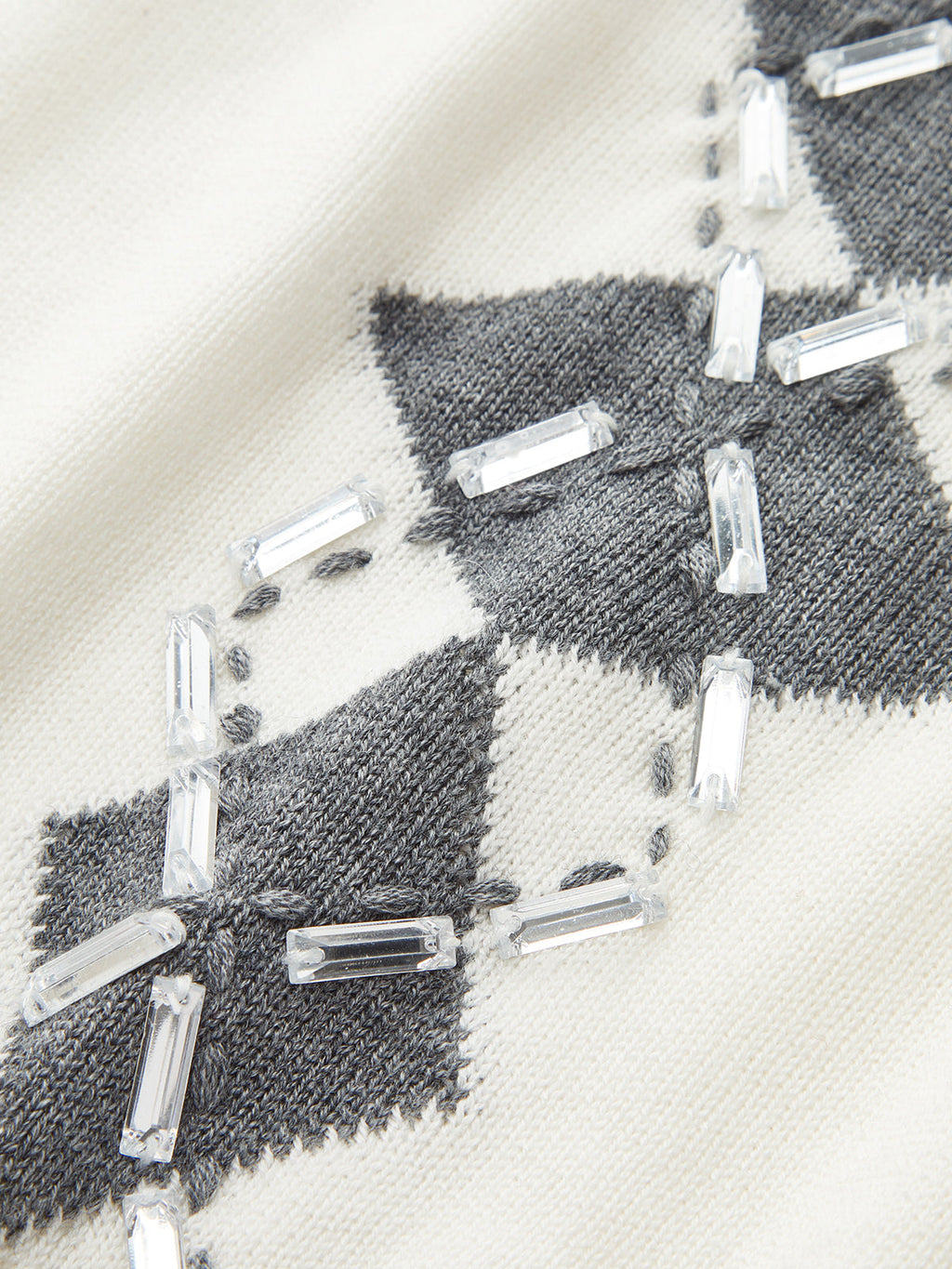Embellished Argyle Wool-Blend Turtleneck Sweater