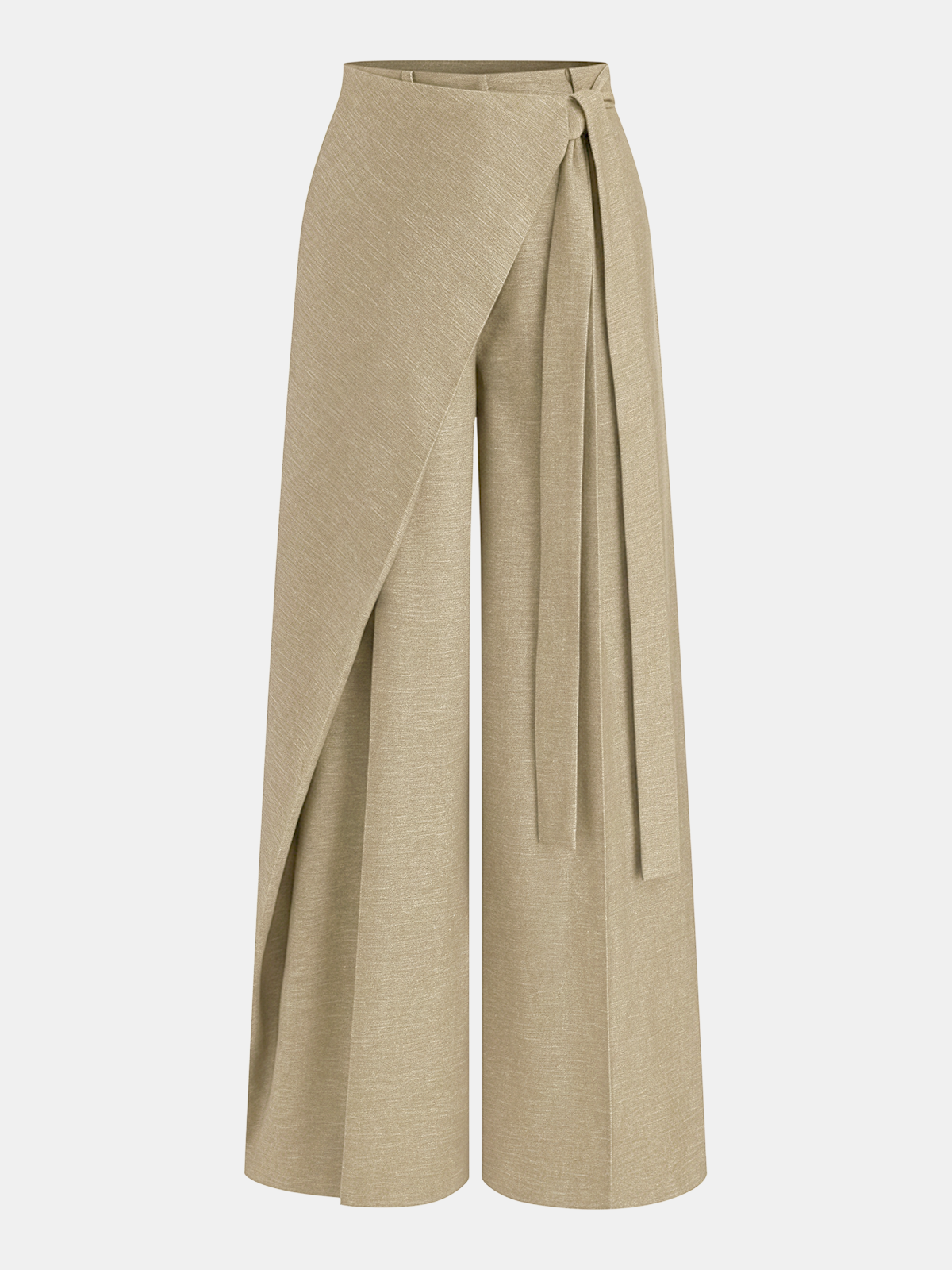 Puddle Hem Asymmetric Wrap Wide-Leg Pants