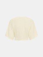 Waffle Knit V-Neck Twist Front Crop Top