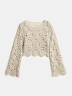 Crochet Circular Pattern Long Sleeve Crop Top