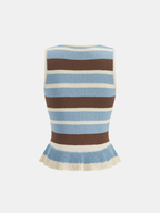 Striped Ruffle Hem Sleeveless Knit Top