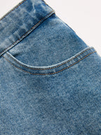 Asymmetric Mid-Waist Straight-Leg Jeans