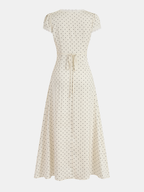Polka Dot Lace Trim Midi Dress