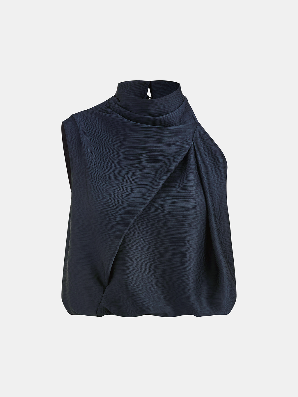 Satin Draped High Neck Sleeveless Top