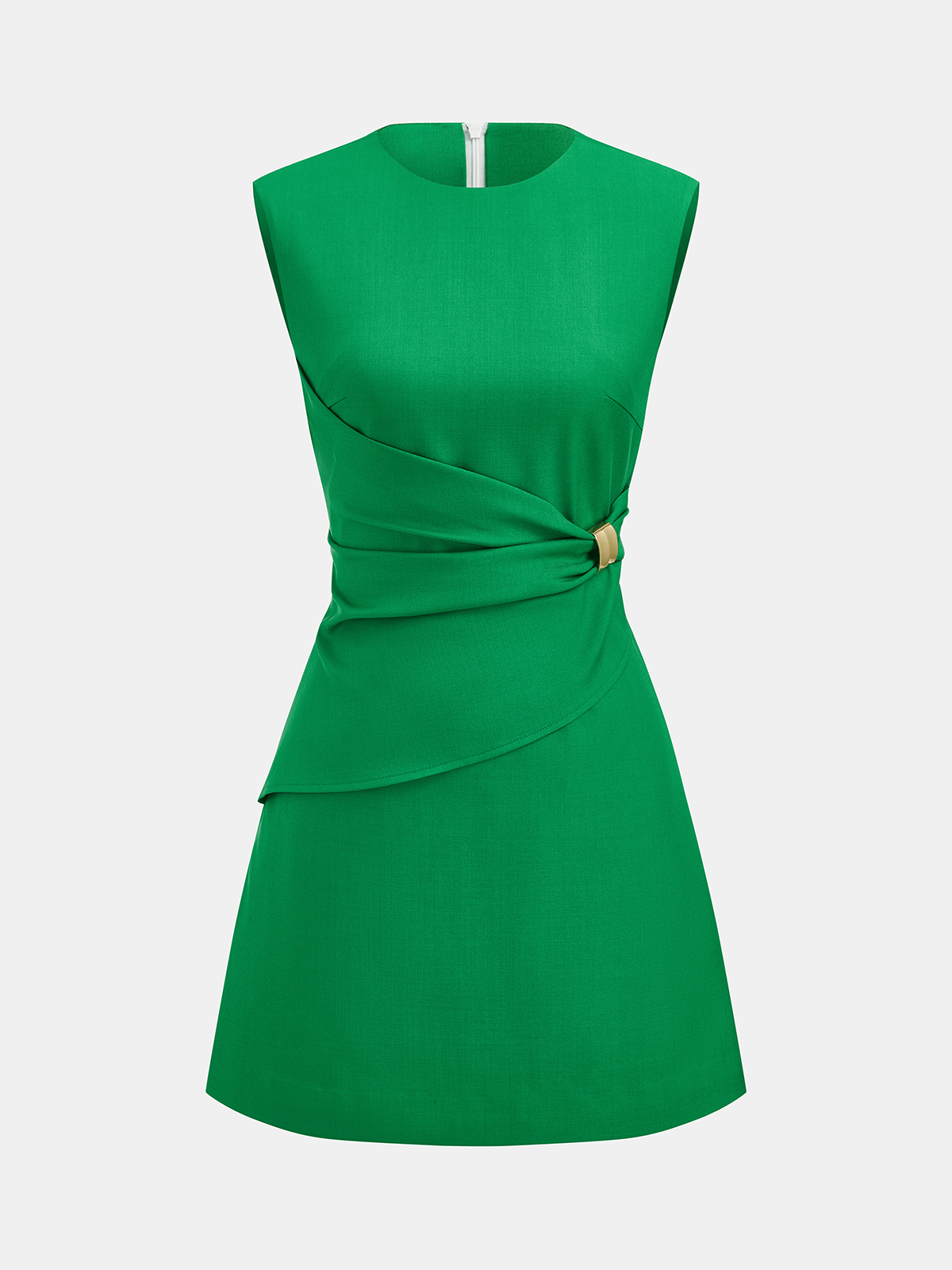 Sleeveless Buckle Waist Mini Dress