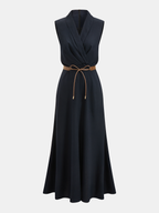 Belted Sleeveless Wrap Maxi Dress
