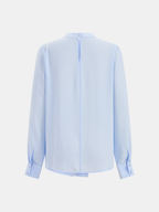 Keyhole Neck Pleated Long Sleeve Blouse