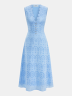 Cotton Sleeveless Embroidered Eyelet Dress