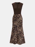 Sleeveless Leopard Print Maxi Dress