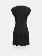 Sleeveless Ribbed Lace Hem Knit Dress