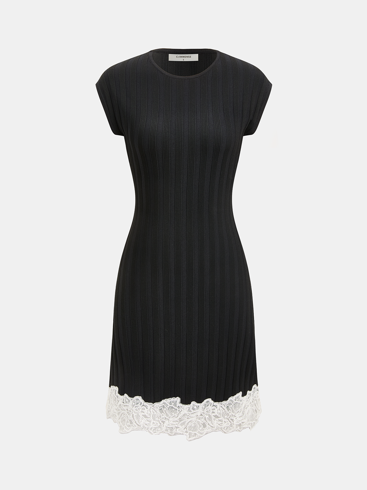 Sleeveless Ribbed Lace Hem Knit Dress