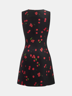 Cherry Print Sleeveless V-Neck Mini Dress