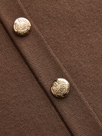 Metal Button Crew-Neck Sleeveless Knit Vest