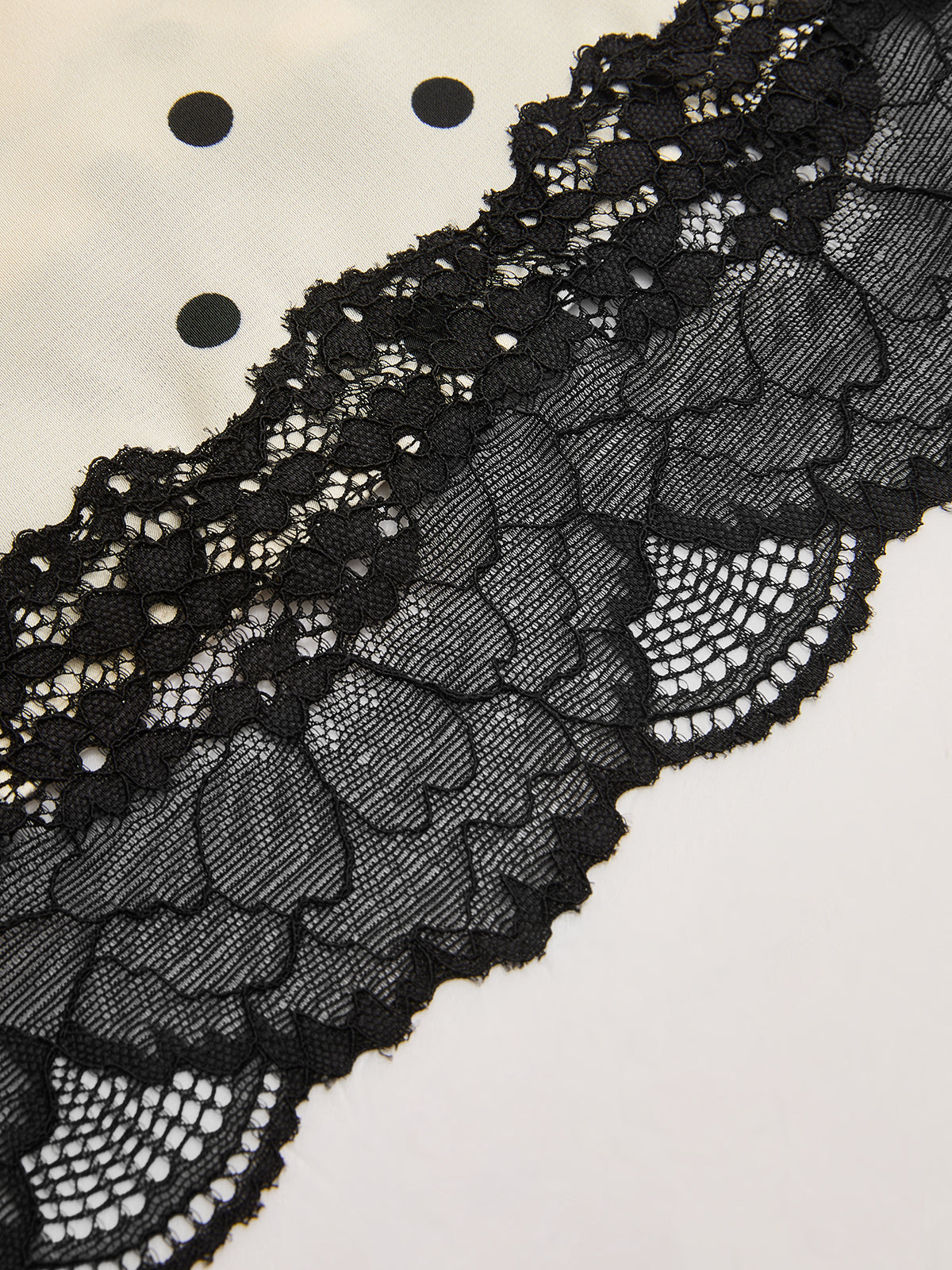 Polka Dot Lace-Trim Mini Skirt