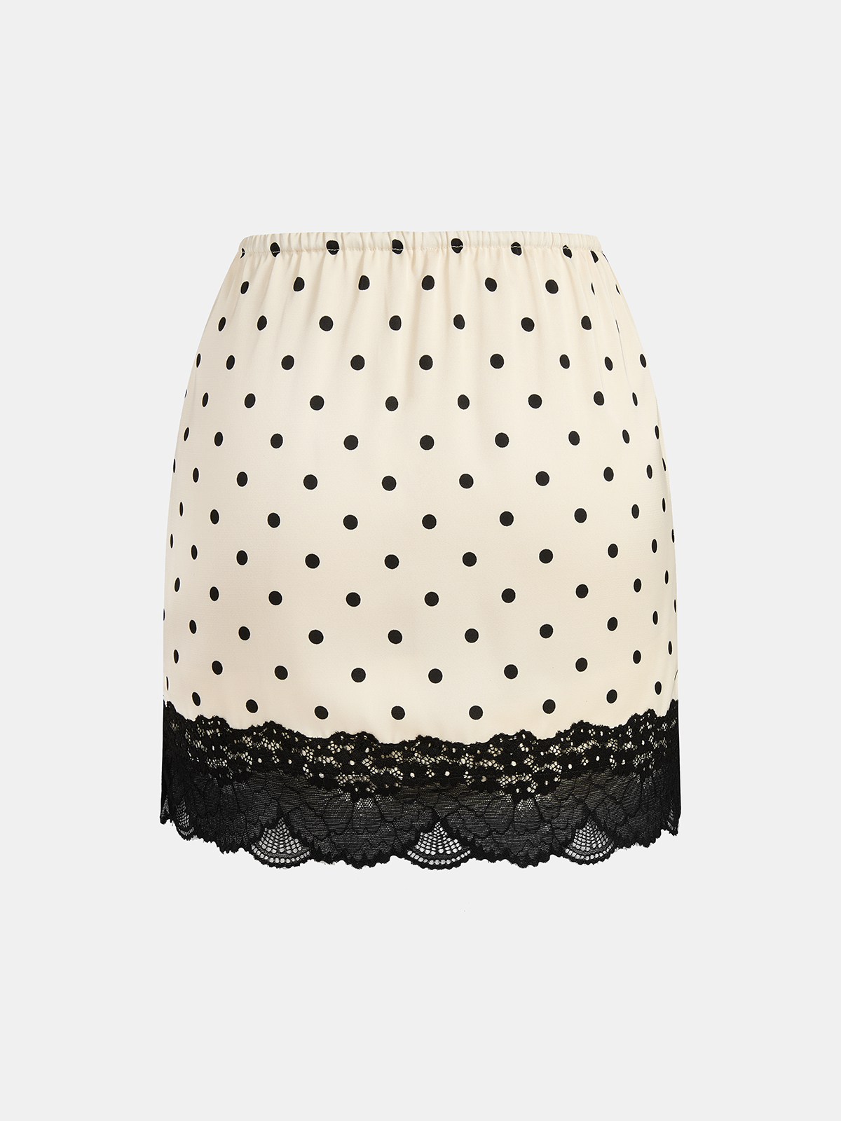 Polka Dot Lace-Trim Mini Skirt