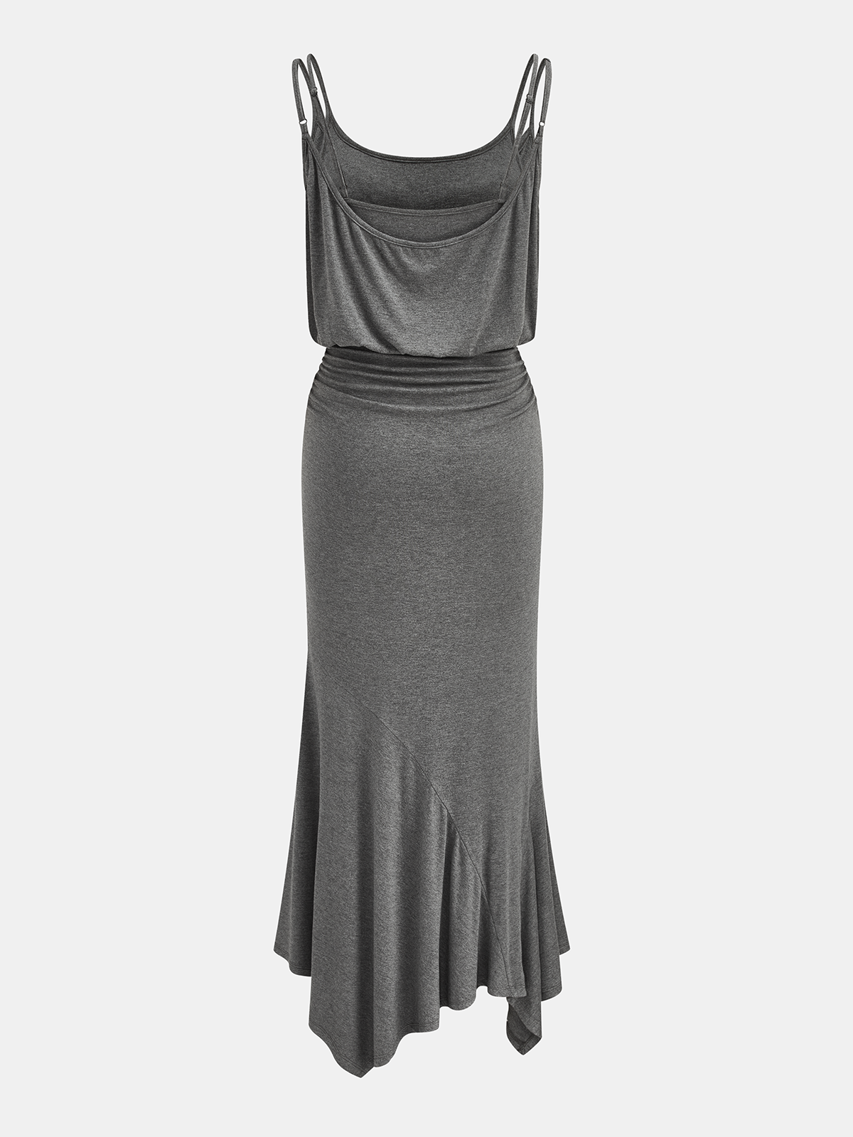 Ruched Asymmetric Cami Maxi Dress