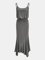 Ruched Asymmetric Cami Maxi Dress