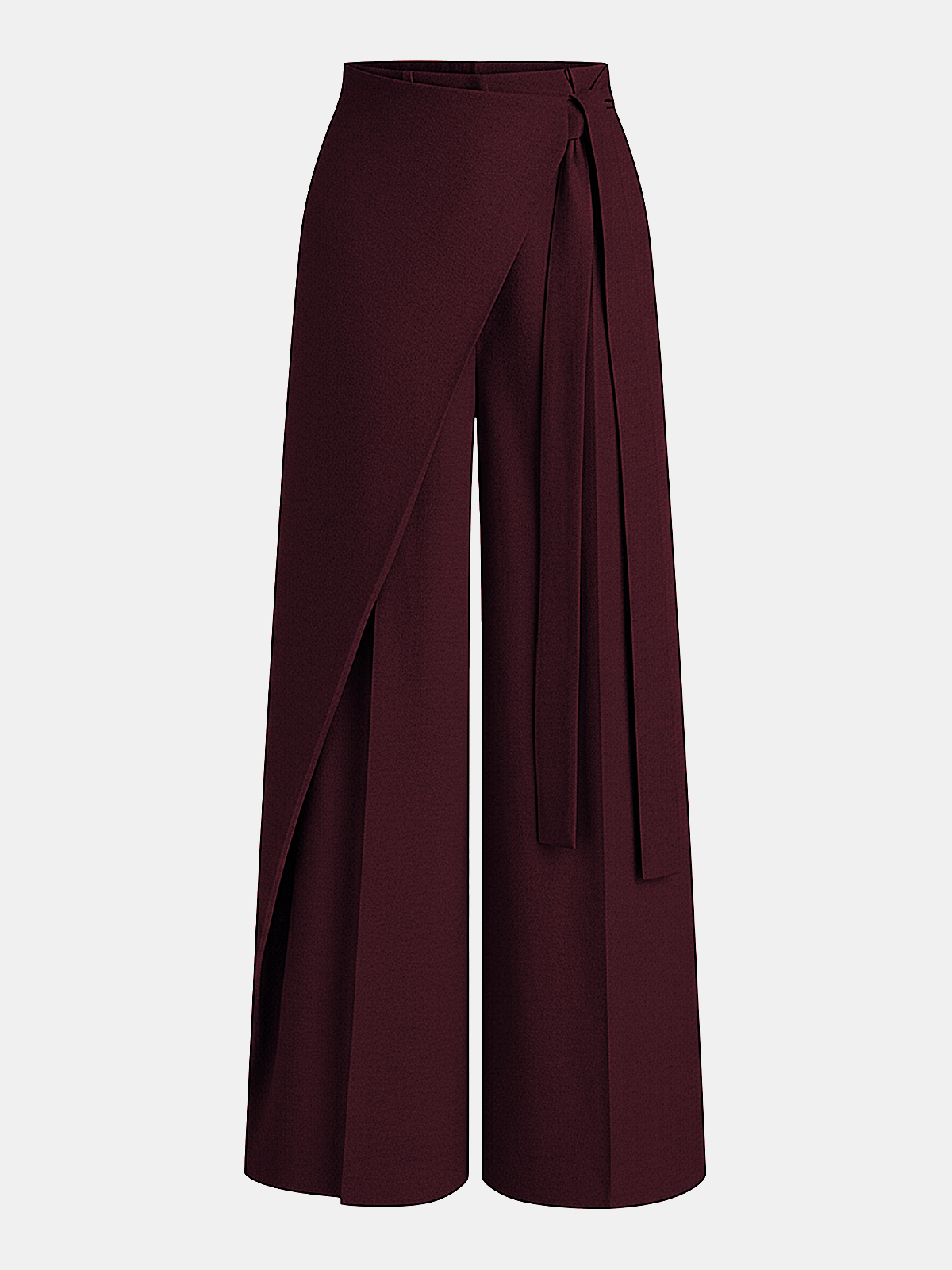 Puddle Hem Asymmetric Wrap Wide-Leg Pants