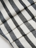 Striped Strapless Cotton Linen Ruched Dress