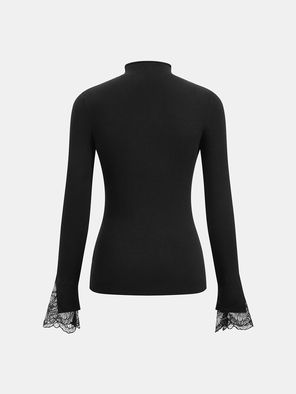 Mock Neck Lace Cuff Knit Top