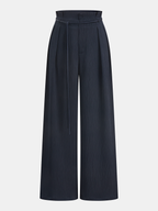 Satin Paperbag Waist Wide Leg Pants
