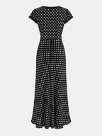 Polka Dot Lace V-Neck Maxi Dress
