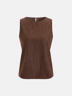 Pinstripe Sleeveless Top and Pants Set with Belt