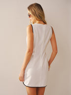 Sleeveless Cotton-Linen Knot-Waist Mini Dress