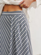 Pocket Detail Striped Midi Skirt