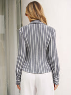 Striped Wrap V-Neck Shirt