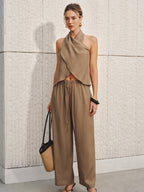 Halter Neck Top & Wide Leg Pants Set