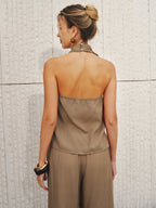 Halter Neck Top & Wide Leg Pants Set