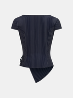 Pinstripe Wrap Tie Top & Pants Set