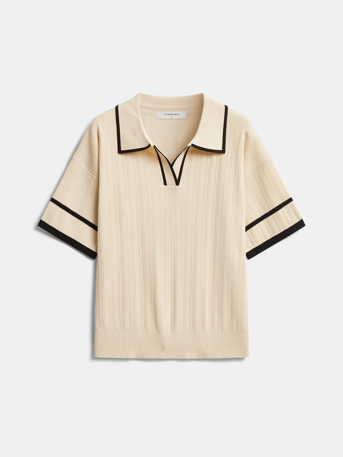 Contrast Trim Polo Top & Drawstring Pant Set