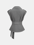 Wrap Front Fitted Top & Pleated Pants Set
