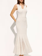 Organza Panel Sleeveless U-Neck Knit Dress