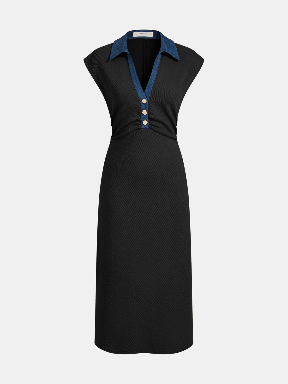 Denim Collar Sleeveless Maxi Dress