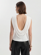 Draped Cowl-Back Sleeveless Top