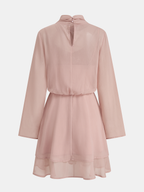 Semi-Sheer Chiffon Long-Sleeve Mini Dress