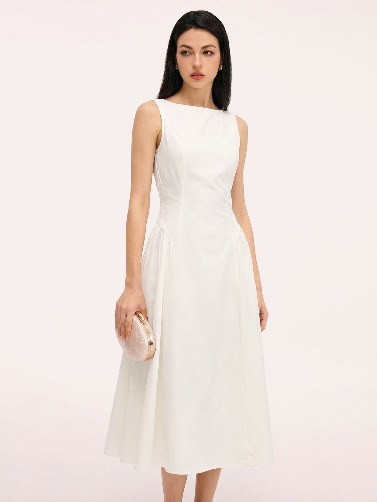 Umbrella Hem Backless Cotton Sleeveless Maxi Dress