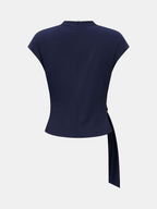 Metal Buckle Cap Sleeve Satin Top