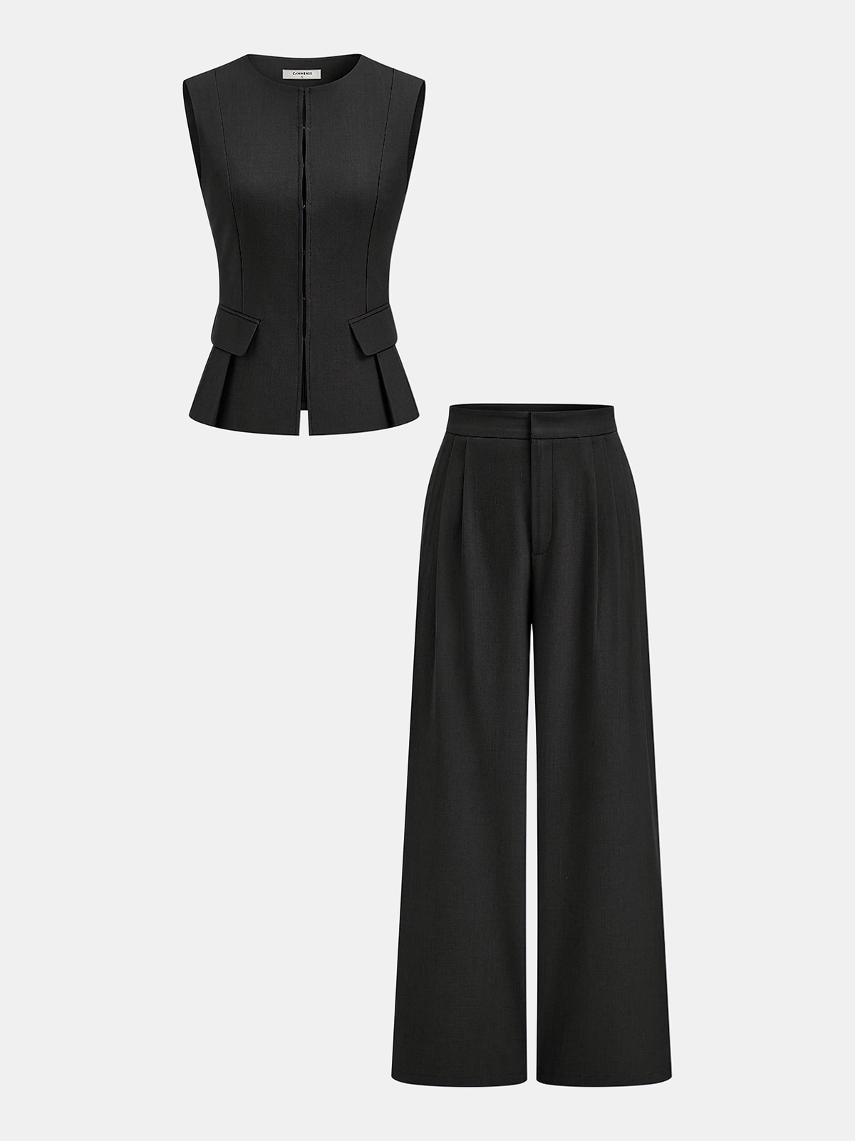 Sleeveless Vest & Wide-Leg Pants Set