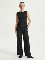 Sleeveless Vest & Wide-Leg Pants Set