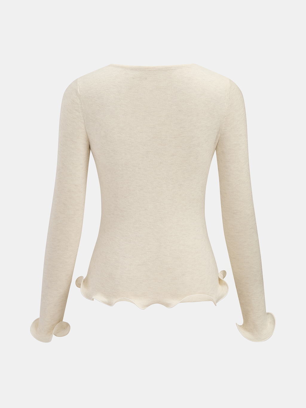 3D Floral Ruffled Hem Knit Top