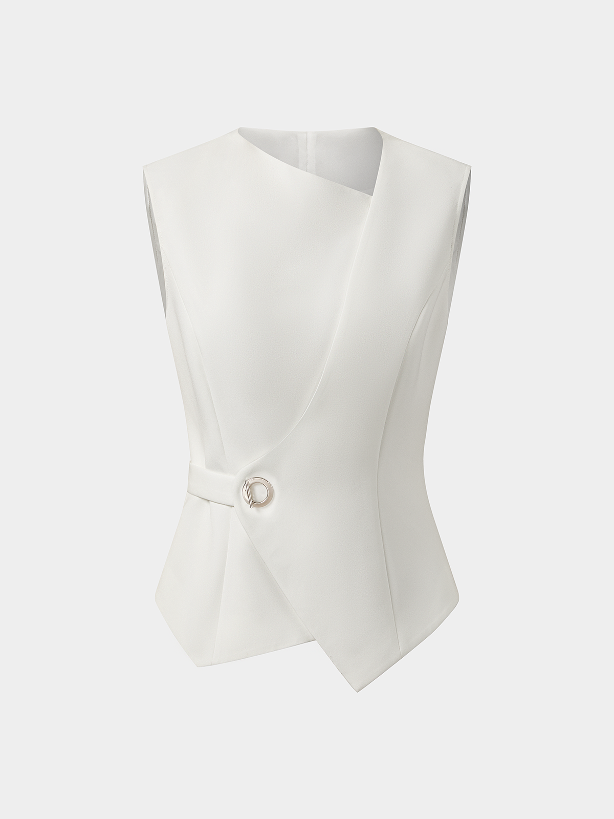 Asymmetric Buckle Waist Sleeveless Vest