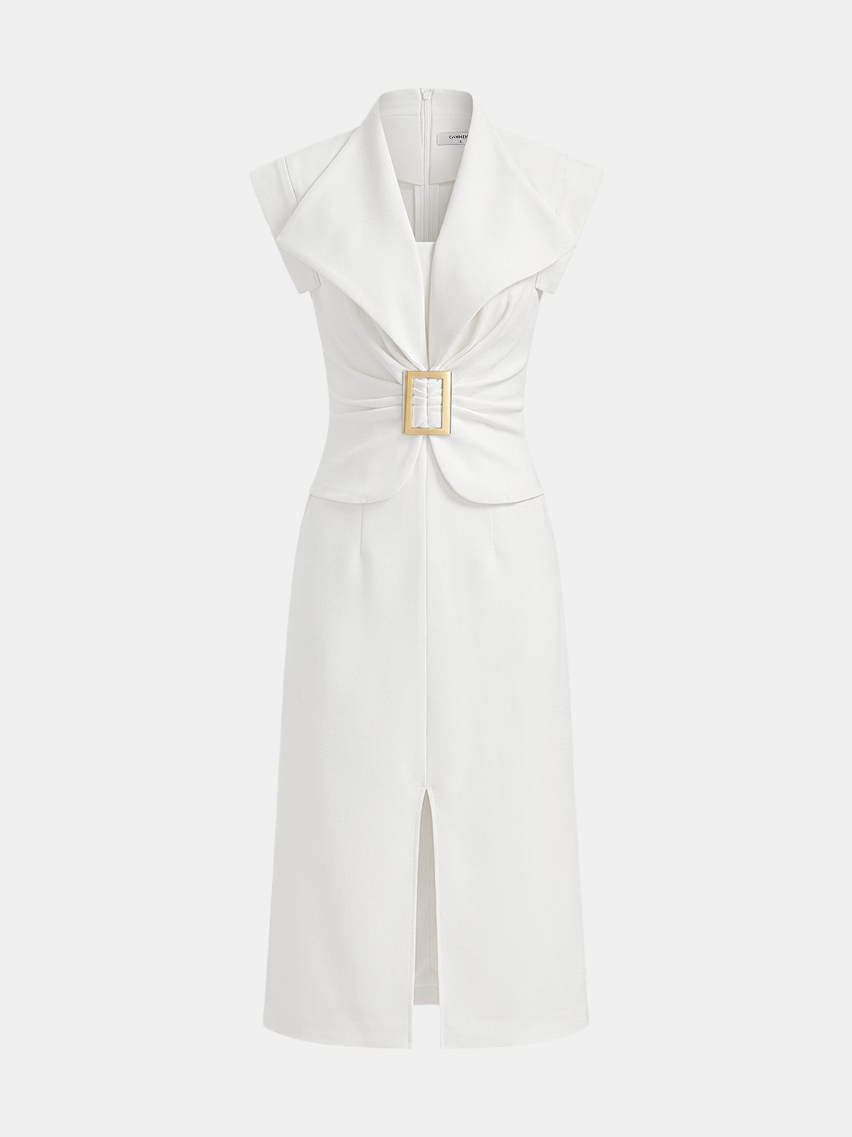 Sleeveless Buckle Split Midi Bodycon Dress