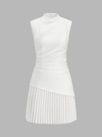 Sleeveless Asymmetrical Pleated Mini Dress
