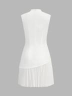 Sleeveless Asymmetrical Pleated Mini Dress